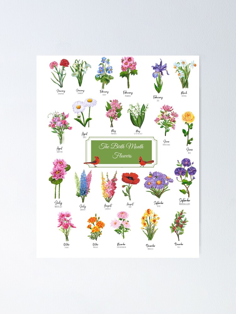 Birth Month Flower Metal Design Stamps, Set of 12 Flowers