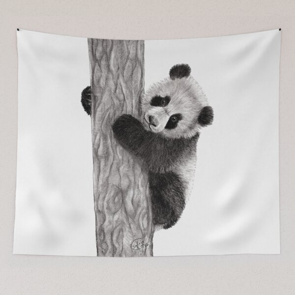 Item preview, Young panda clinging to a tree designed and sold by SylvieG18.