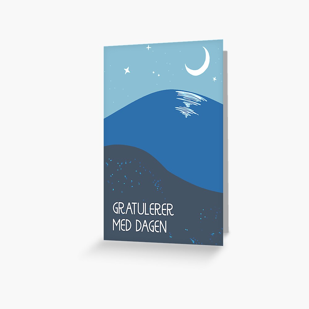 "Norwegian birthday card with moonlight on sea and Norwegian language birthday " Greeting Card