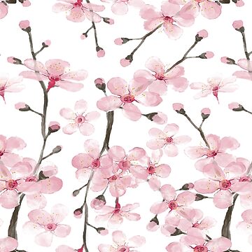 Artwork thumbnail, pink cherry blossom watercolor by MagentaRose