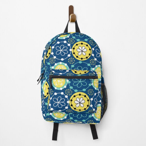 Item preview, Flower simple doodles and dots on blue background seamless pattern designed and sold by AleFairyland.