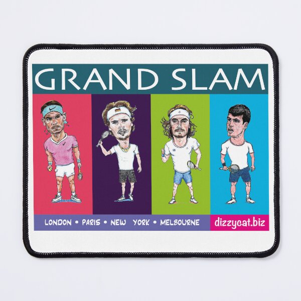 Item preview, Grand Slam tennis players - Clay court battle 2022 caricature designed and sold by dizzycatbiz.