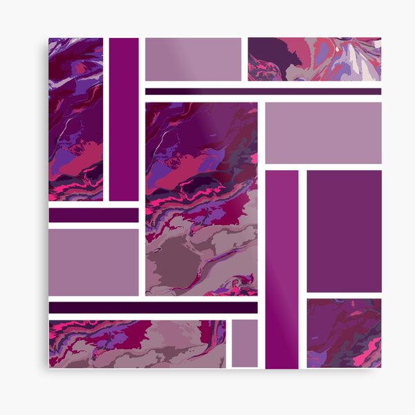 Authentic Purple Abstract Fluid Art Metal Print