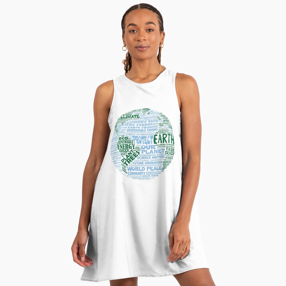 Protect Earth - Blue Green Words for Earth" A-Line Dress for Sale by jitterfly | Redbubble Protect Earth - Blue Green Words for Earth" A-Line Dress for Sale by jitterfly | Redbubble