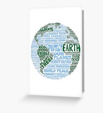 Protect Earth - Blue Green Words for Earth Greeting Card