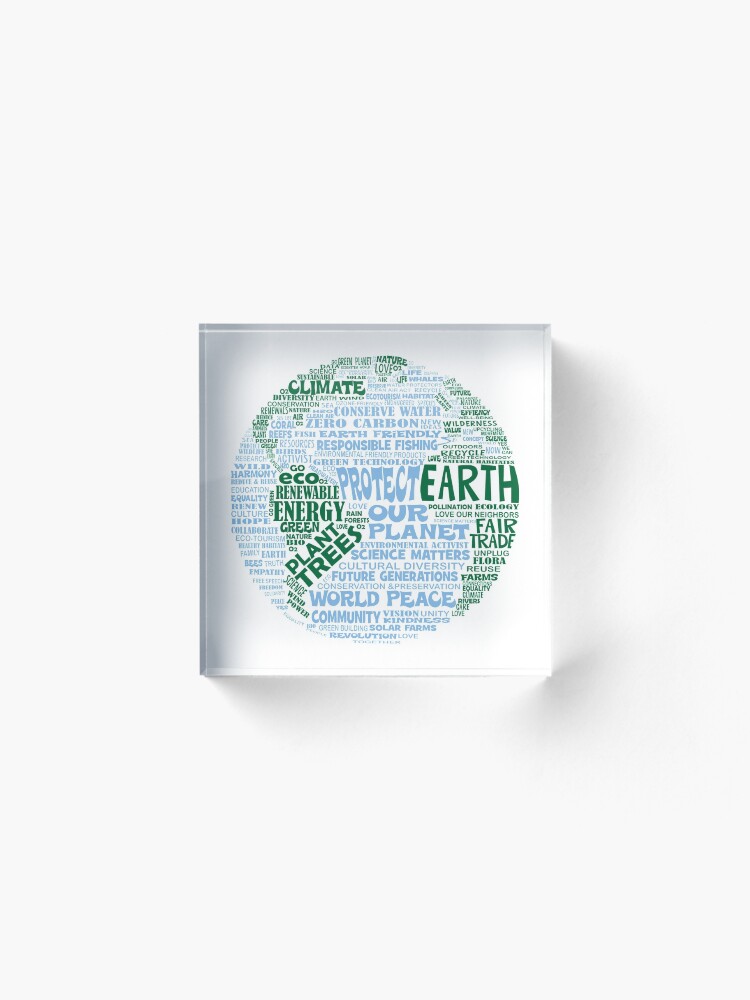 Alternate view of Protect Earth - Blue Green Words for Earth Acrylic Block