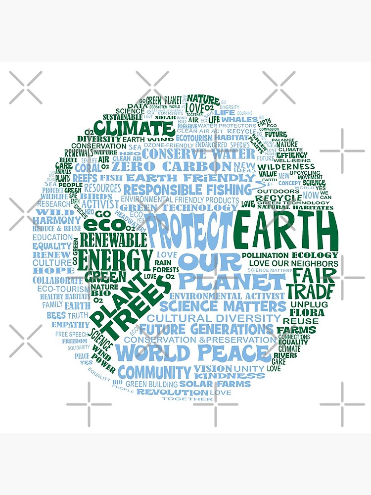 Protect Earth - Blue Green Words for Earth by jitterfly