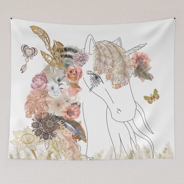 Item preview, Boho Unicorn Aesthetic / Beautiful Floral Bohemian Unicorn  / Unicorn Art, for Unicorn Lovers/Kids designed and sold by haRexia.