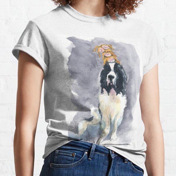 Giant Dog and Cute Baby Bunnies Classic T-Shirt