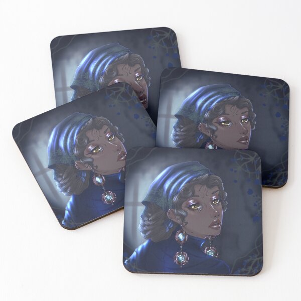 Item preview, portrait blue tones jewelry bandana backlit glow designed and sold by DesertTopazArt.