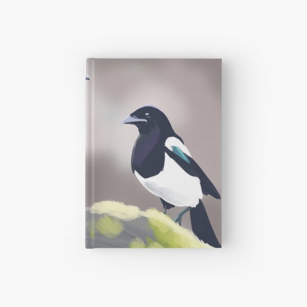 Two magpies sitting on a tree branch Hardcover Journal
