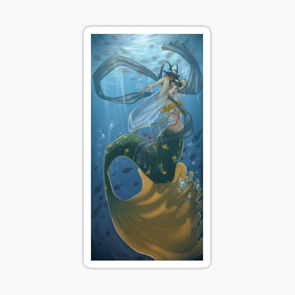 aquatic Chinese Hanfu inspired mermaid unique Sticker