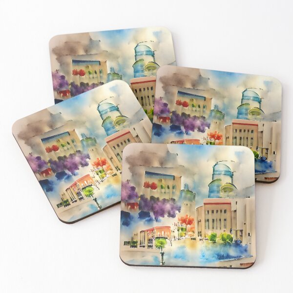 Item preview, beautiful downtown city center watercolor designed and sold by AIArtwork21.