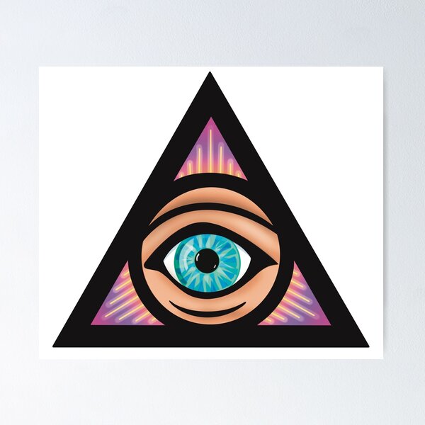 Eye of Providence. All seeing eye inside triangle pyramid. Esoteric symbol,  sacred geometry. Monochrome drawing isolated on a black background. Vector  illustration. Print, posters, t-shirt, textiles. Stock Vector by ©Roomyana  118540826