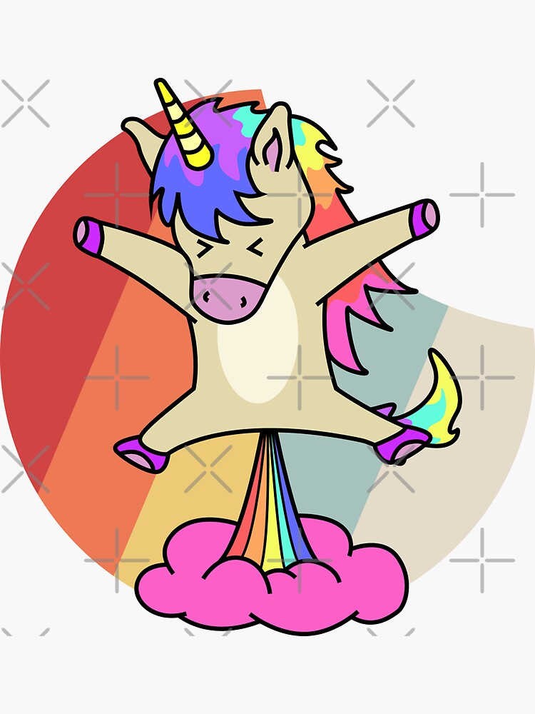 Cortina de ducha divertida, unicornio caca, arco iris sobre las