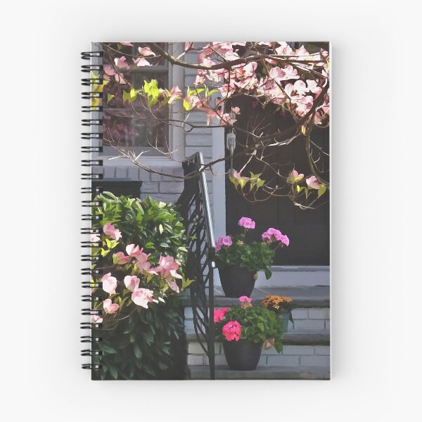 Item preview, Pink Dogwood and Pots of Geraniums designed and sold by Susan Savad.