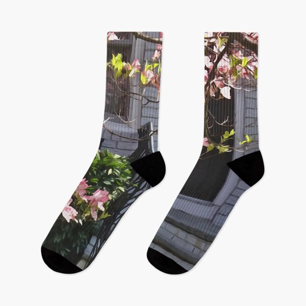 Item preview, Pink Dogwood and Pots of Geraniums designed and sold by Susan Savad.