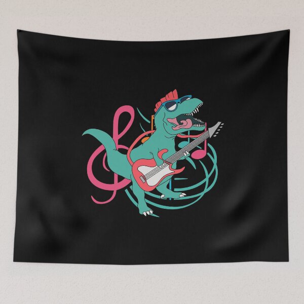 Item preview, Punk Rock Dinosaur Playing Rock Guitar designed and sold by SweetbeStore.