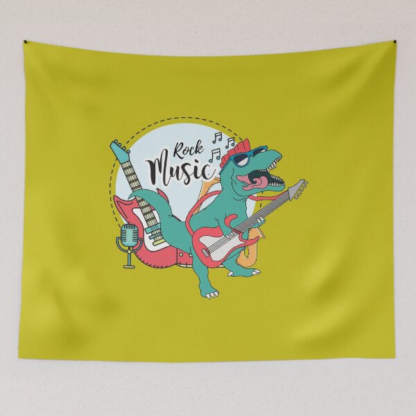 Item preview, Rock Music Dinosaur Playing Rock Guitar designed and sold by SweetbeStore.