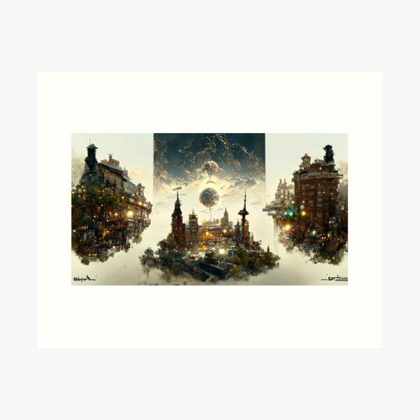 Retro Dreams of Quantum Cities Art Print