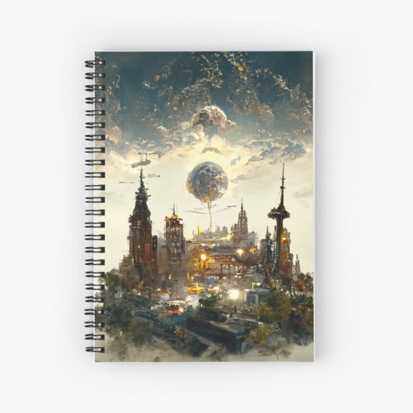 Retro Dreams of Quantum Cities Spiral Notebook