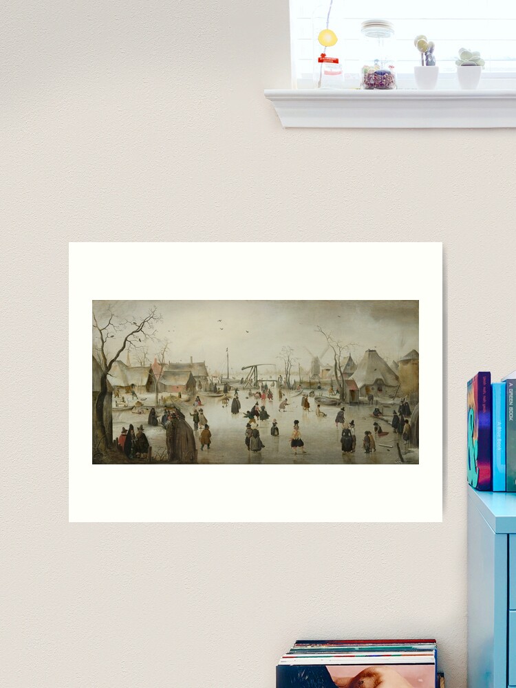 Hendrick Avercamp Winter Landscape Ice Skaters Framed lithograph print on  board