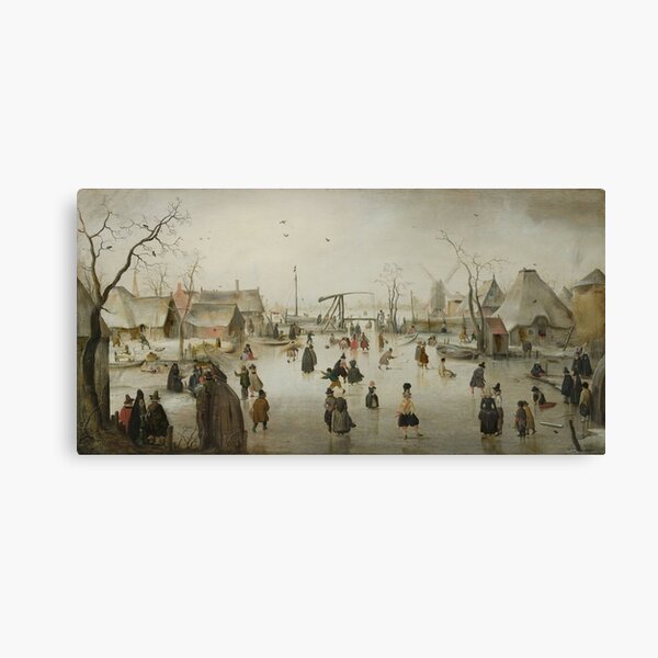 Hendrick Avercamp - Ice-Skating In A Village, 1610 Canvas Print