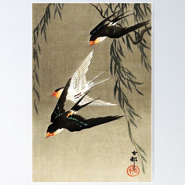Item preview, Three red-tailed swallows in dive by Ohara Koson designed and sold by DragonXX.