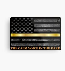 Dispatcher Gifts - Thin Gold Line - Thin Yellow Line - 911 Emergency Dispatchers Metal Print