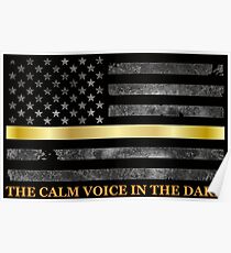 Dispatcher Gifts - Thin Gold Line - Thin Yellow Line - 911 Emergency Dispatchers Poster