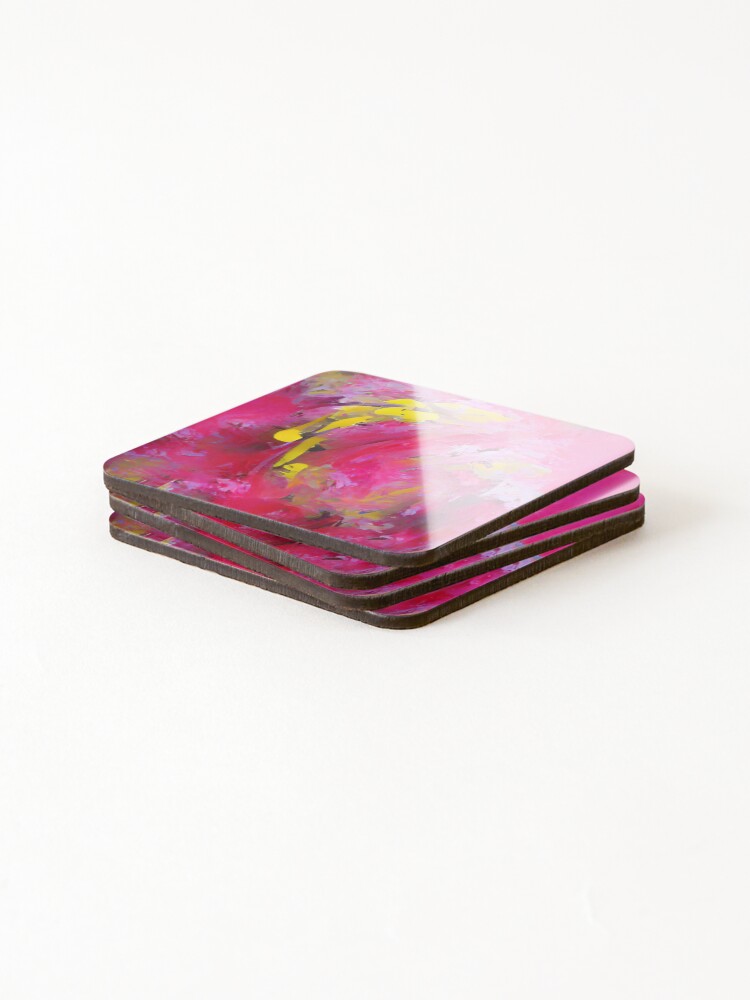 Thumbnail 4 of 5, Coasters (Set of 4), Fuscia Abstract Pattern designed and sold by All-Desing.