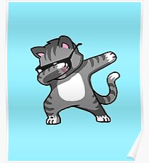 Tupfendes Katzen-lustiges Hip Hop-T-Shirt Poster