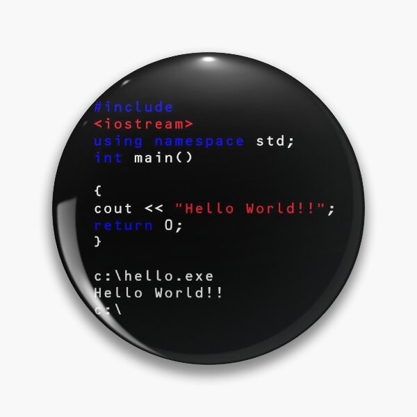 Artikelvorschau, Hallo Welt! Lustiges Programmiercode-Design für Nerds und Geeks für dunklen Hintergrund entworfen und verkauft von Cyndi's Stuff.
