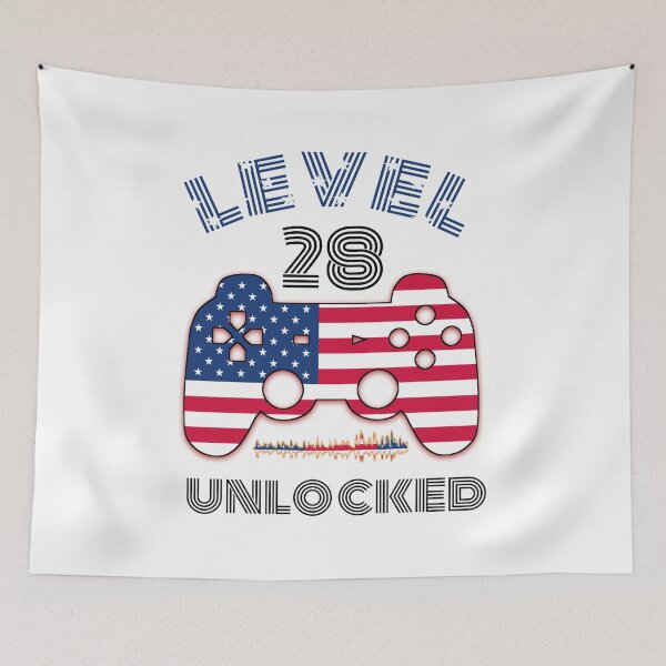 Item preview, Awesome 28th Birthday Unisex T-Shirt , Level 28 Unlocked Gift Shirt , Birthday Shirt For 28 Year Old, American flag level 28 unlocked , Funny gift Shirt for gamer shirt designed and sold by cizito.