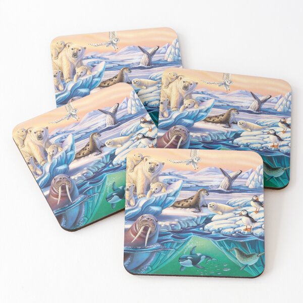 Arctic Animals Coasters (Set of 4)