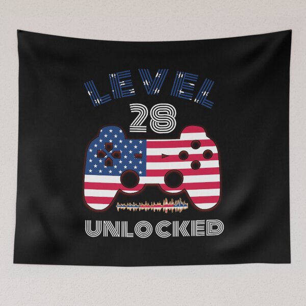 Item preview, Awesome 28th Birthday Unisex T-Shirt , Level 28 Unlocked Gift Shirt , Birthday Shirt For 28 Year Old, American flag level 28 unlocked , Funny gift Shirt for gamer ,Funny shirt designed and sold by cizito.