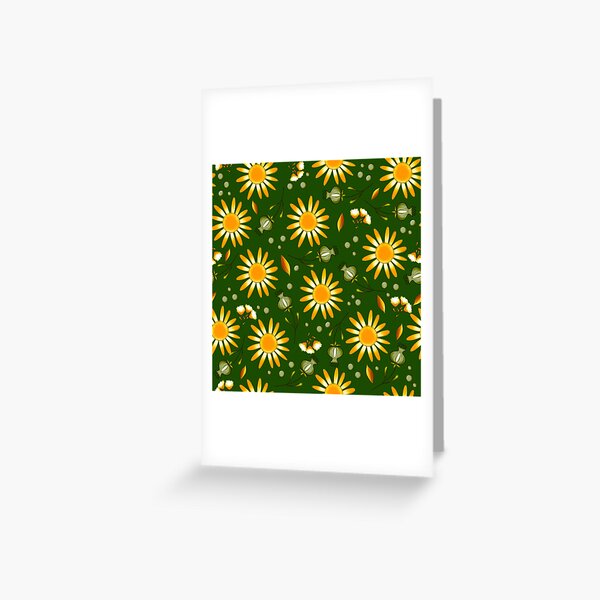 Yellow Daisy cloud flower floral pattern Greeting Card