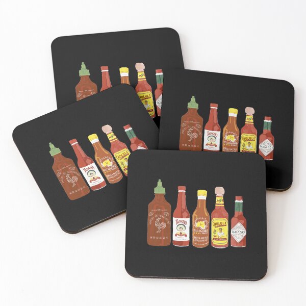 Item preview, Spicy Check out these hot sauces on black background1032 designed and sold by DiuusKis.