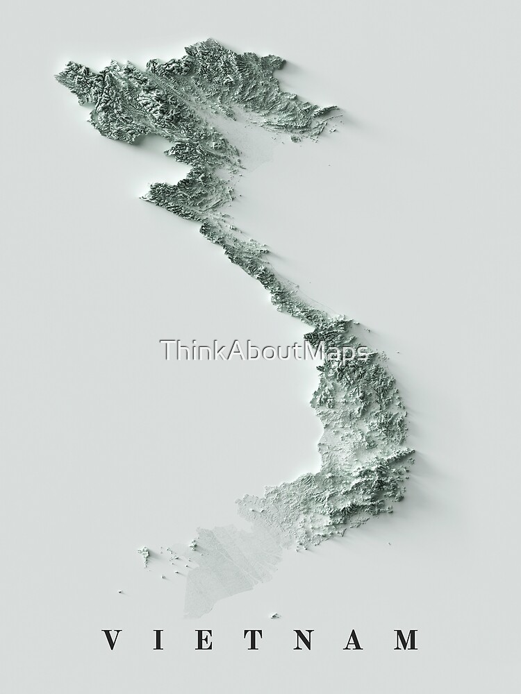 "Vietnam Relief Map 3D digitally-rendered" Poster by ThinkAboutMaps  Redbubble