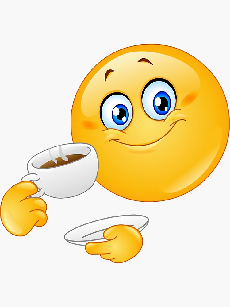 Emoji with cup of coffee" Sticker for Sale by Harry255 | Redbubble