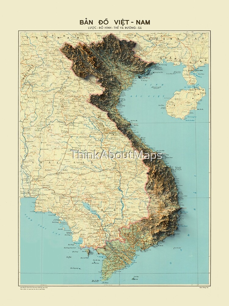 "1966 Vietnam Relief Map 3D Digitally-rendered" Poster By ...