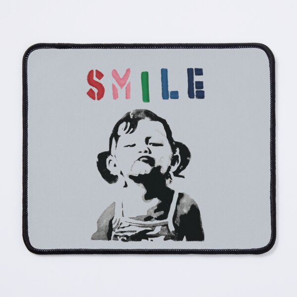 Item preview, Banksy graffiti Quote SMILE with girl not smiling Girl Power  designed and sold by SarahHoltie.