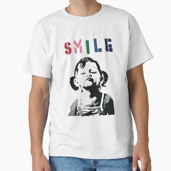 Item preview, Banksy graffiti Quote SMILE with girl not smiling Girl Power  designed and sold by SarahHoltie.