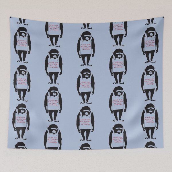Item preview, Banksy Quote Monkey Chimpanze Laugh Now designed and sold by SarahHoltie.