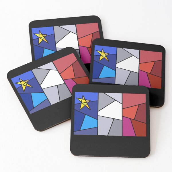 Item preview, Acadian flag mosaic on black - Drapeau acadien mosaïque sur fond noir designed and sold by ColoursOfFrance.
