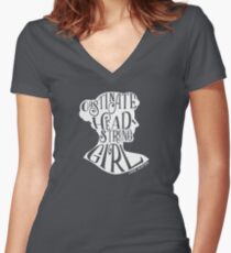 Obstinate, Headstrong Girl Pride and Prejudice Jane Austen Quote Design Women's Fitted V-Neck T-Shirt