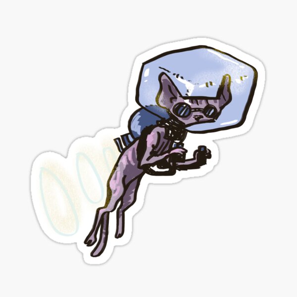 Astronaut Hairless Sphinx Cat with Jet Pack Sticker