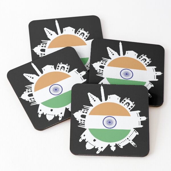 Item preview, India Skyline India Flag Delhi Mumbai Chennai Kolkata designed and sold by alltheprints.