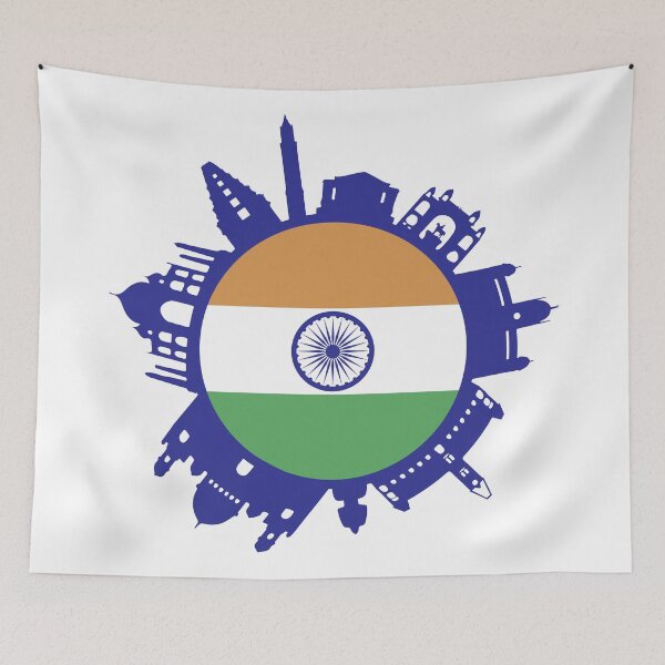 Item preview, India Skyline India Flag Delhi Mumbai Chennai Kolkata designed and sold by alltheprints.