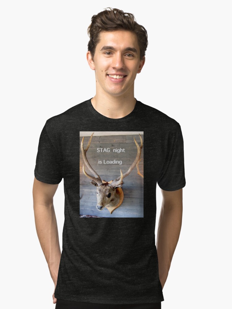 Alternate view of Stag night is loading Tri-blend T-Shirt